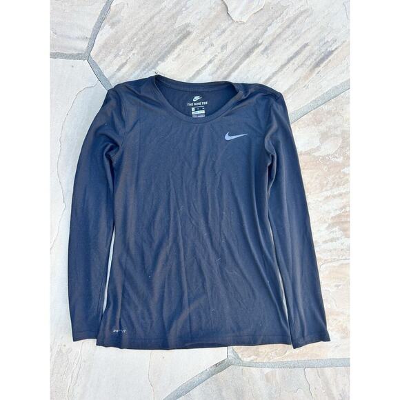 Nike Running Women’s Dri Fit Long Sleeve Top Scoop Neck Black Size S - Picture 1 of 3